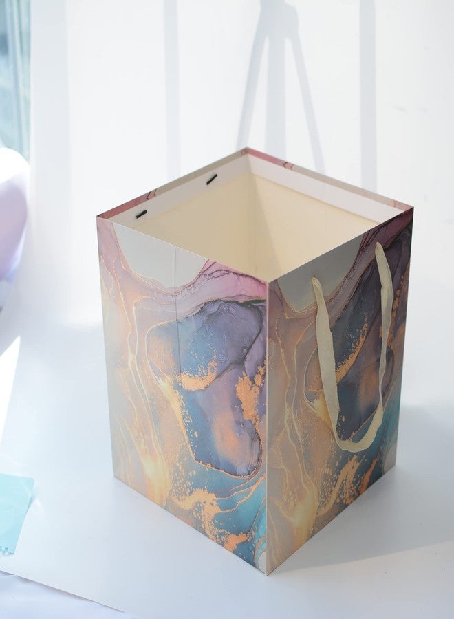 RUIFYRAY Extra Large Gift Bag, 11.8 inches Square Reusable Big Bag with Handle, for Wedding, Birthday, Presents, Father's Day Gift, Purple Gold - Image 4